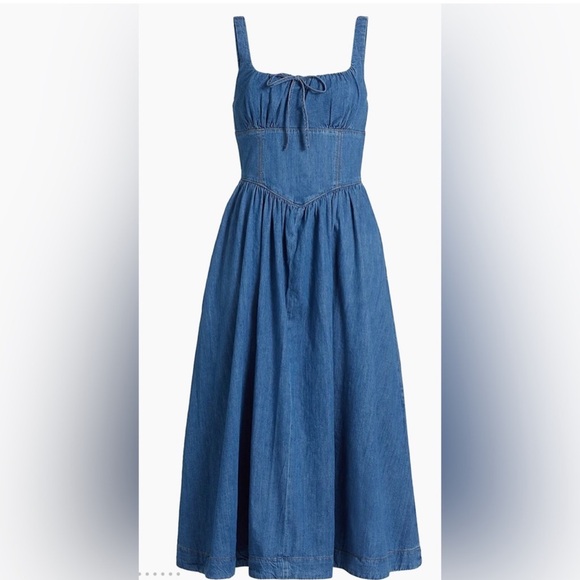 NEW Reformation Balia Denim Midi Dress 4